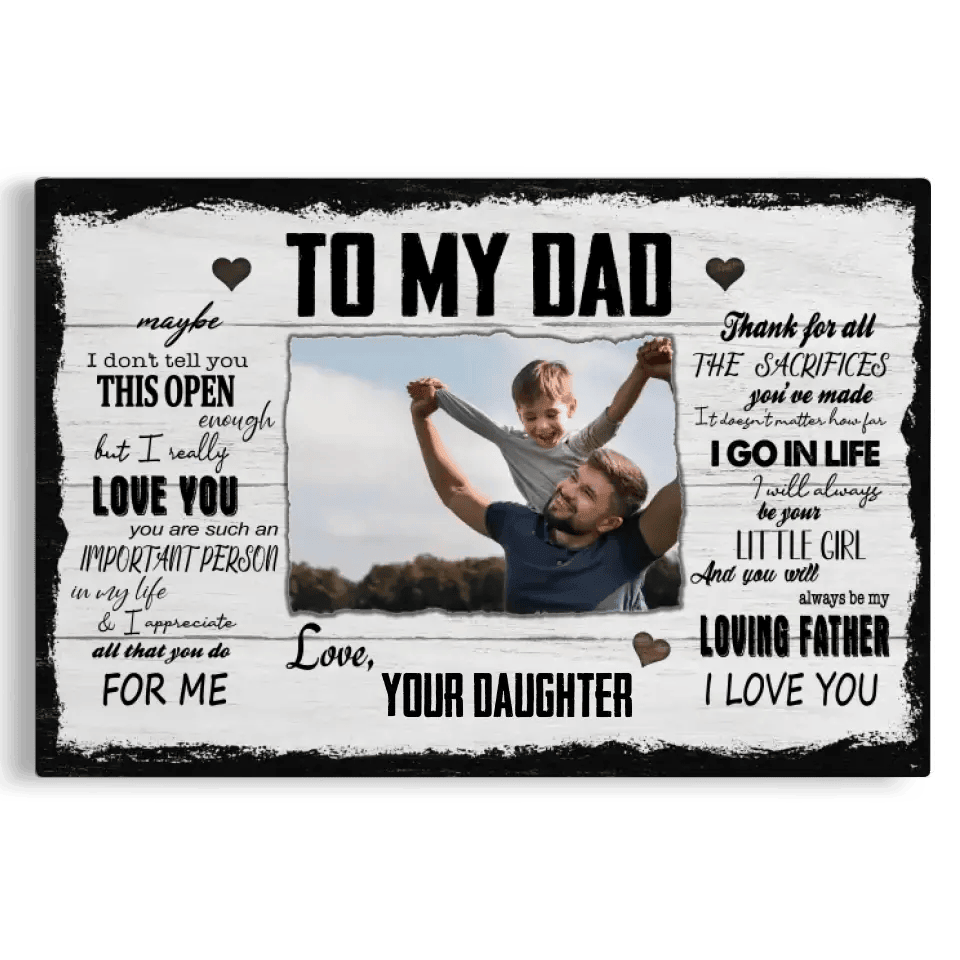 Personalized Canvas Prints, Custom Photo And Name, Father's Day Gift, Dad Gift, I Will Always Be Your Little Girl Canvas