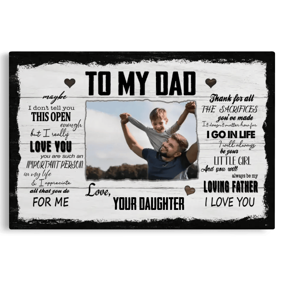 Personalized Canvas Prints, Custom Photo And Name, Father's Day Gift, Dad Gift, I Will Always Be Your Little Girl Canvas