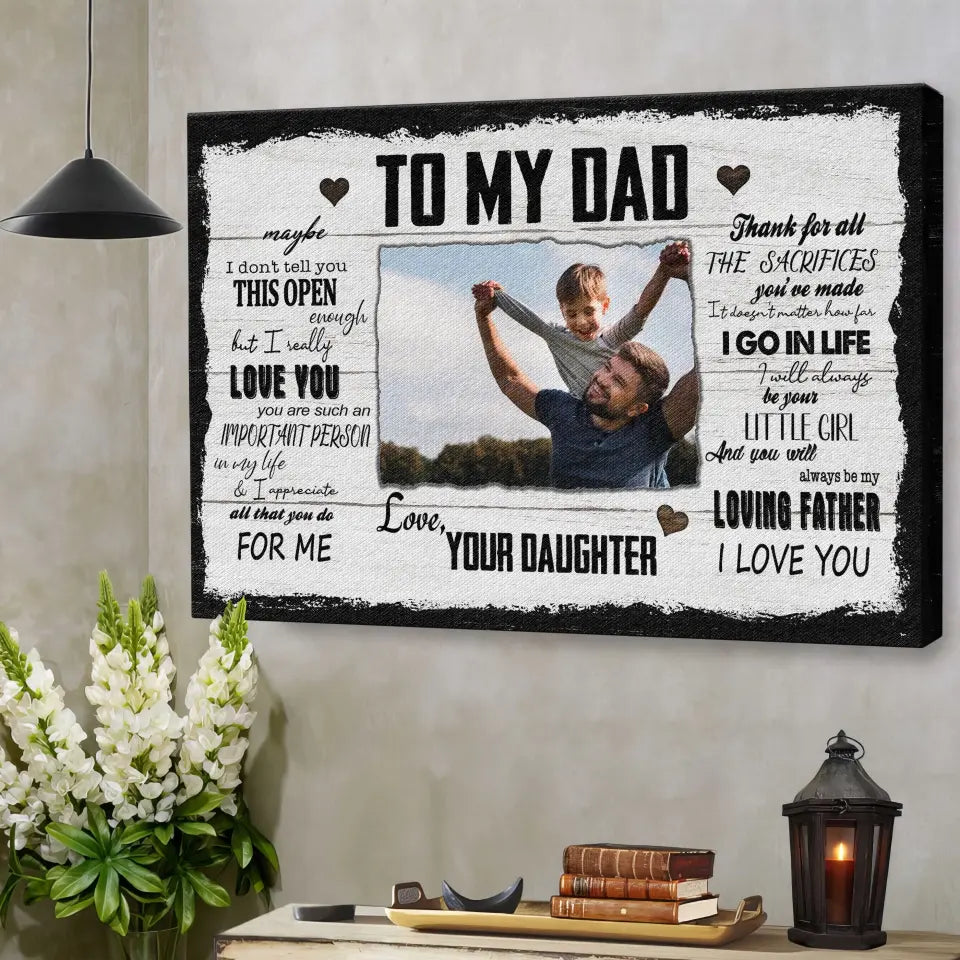 Personalized Canvas Prints, Custom Photo And Name, Father's Day Gift, Dad Gift, I Will Always Be Your Little Girl Canvas