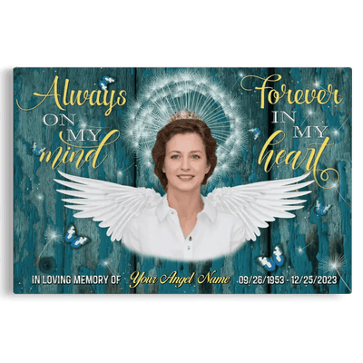 Personalized Canvas Prints, Custom Photo, Remembrance Gifts, Sympathy Gifts, Memorial Gifts For Loss, Always On My Mind Forever In My Heart Canvas