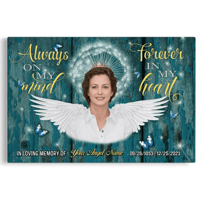 Personalized Canvas Prints, Custom Photo, Remembrance Gifts, Sympathy Gifts, Memorial Gifts For Loss, Always On My Mind Forever In My Heart Canvas