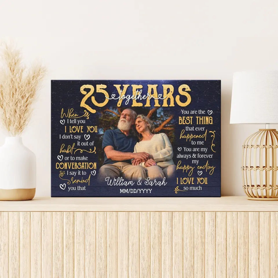 Personalized Photo Canvas Prints, Gifts For Couples, 25th Anniversary Gift For Husband And Wife, 25 Years When I Tell You I Love You Canvas