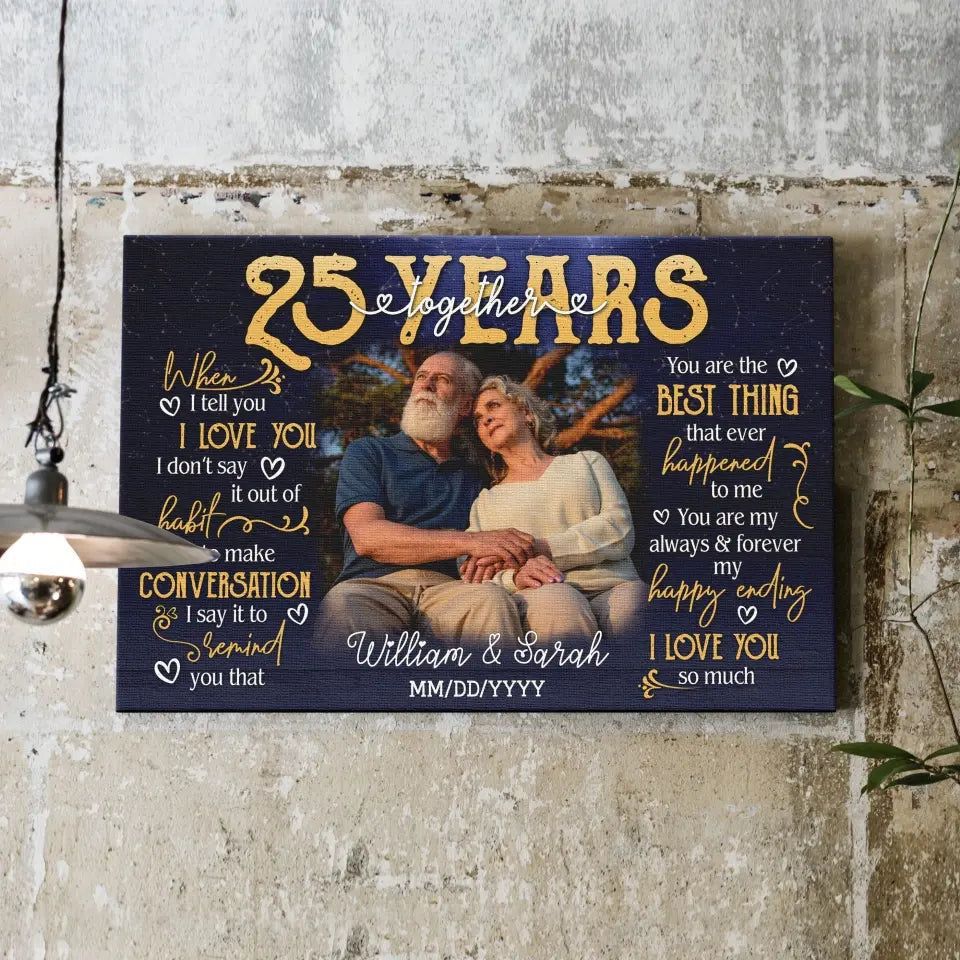 Personalized Photo Canvas Prints, Gifts For Couples, 25th Anniversary Gift For Husband And Wife, 25 Years When I Tell You I Love You Canvas