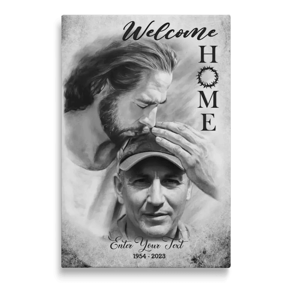 Personalized Canvas Prints, Custom Photo And Name, Memorial Gift, Mom Loss Gift, Dad Loss Gift, Black & White Welcome Home Canvas