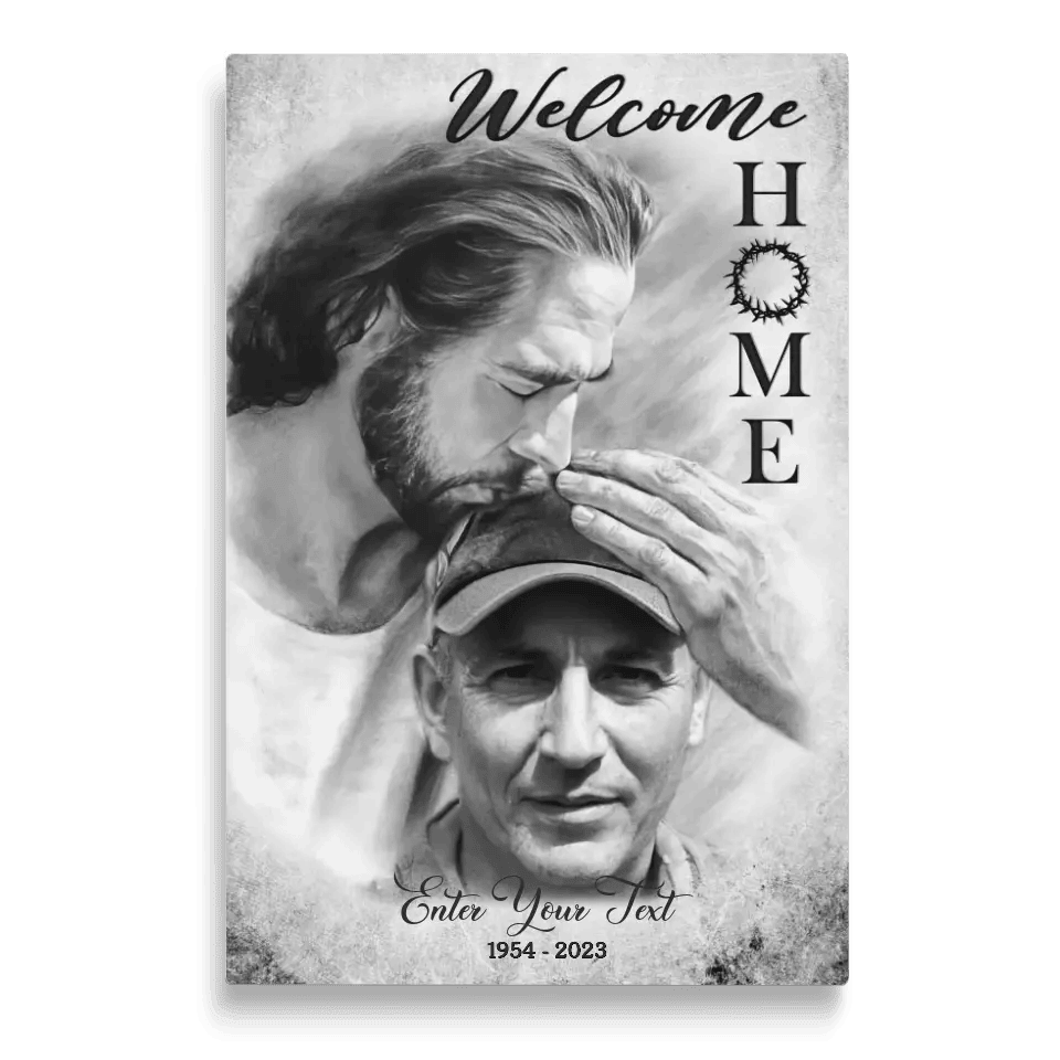 Personalized Canvas Prints, Custom Photo And Name, Memorial Gift, Mom Loss Gift, Dad Loss Gift, Black & White Welcome Home Canvas