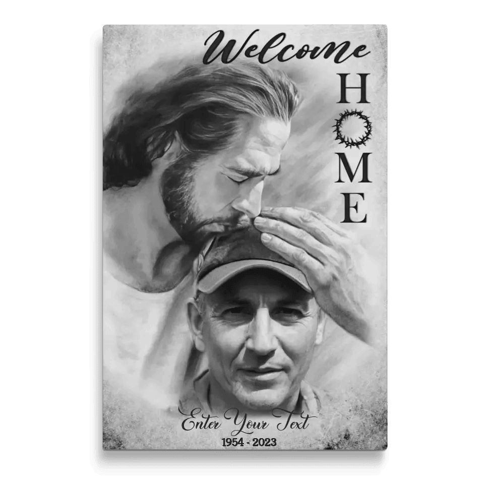 Personalized Canvas Prints, Custom Photo And Name, Memorial Gift, Mom Loss Gift, Dad Loss Gift, Black & White Welcome Home Canvas
