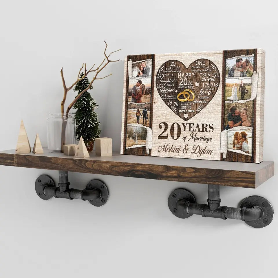 Personalized Canvas Prints, Custom Photo, Gifts For Couples, 20th Anniversary Gifts For Husband and Wife, 20 Years Of Marriage Canvas