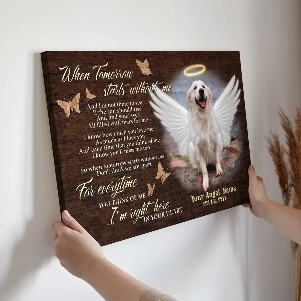 Personalized Photo Canvas Prints, Dog Loss Gifts, Pet Memorial Gifts, Dog Sympathy, When Tomorrow Starts Without Me Canvas