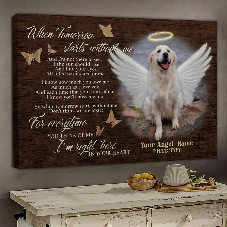 Personalized Photo Canvas Prints, Dog Loss Gifts, Pet Memorial Gifts, Dog Sympathy, When Tomorrow Starts Without Me Canvas