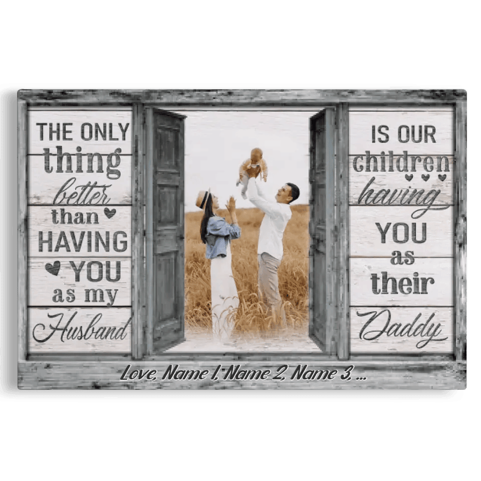 Personalized Canvas Prints, Custom Photo And Name, Father's Day Gift, Love Dad, Dad No Matter How Big We Get Canvas