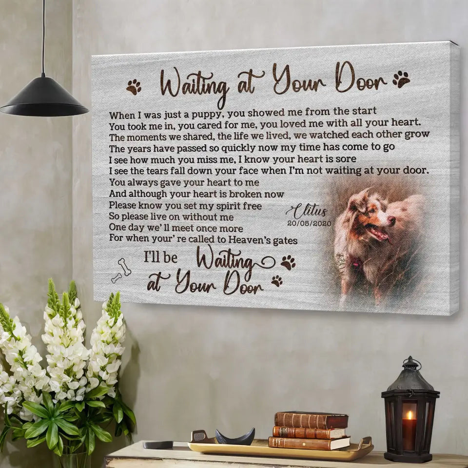 Personalized Photo Canvas Prints, Dog Loss Gifts, Pet Memorial Gifts, Dog Sympathy, Waiting At Your Door Canvas