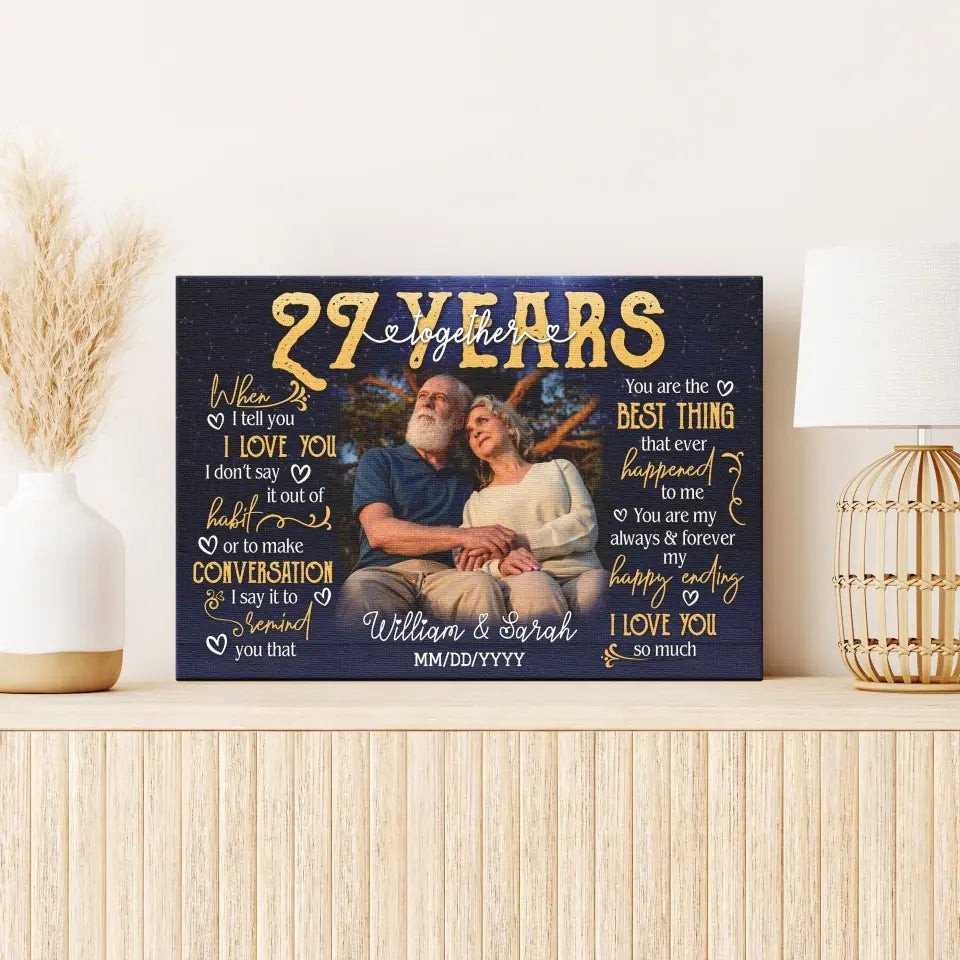 Personalized Photo Canvas Prints, Gifts For Couples, 27th Anniversary Gift For Husband And Wife, 27 Years When I Tell You I Love You Canvas