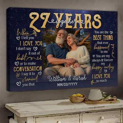 Personalized Photo Canvas Prints, Gifts For Couples, 27th Anniversary Gift For Husband And Wife, 27 Years When I Tell You I Love You Canvas