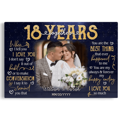 Personalized Photo Canvas Prints, Gifts For Couples, 18th Anniversary Gift For Husband And Wife, 18 Years When I Tell You I Love You Canvas