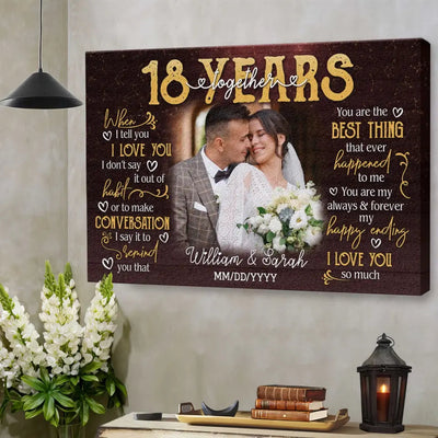 Personalized Photo Canvas Prints, Gifts For Couples, 18th Anniversary Gift For Husband And Wife, 18 Years When I Tell You I Love You Canvas