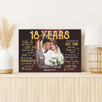 Personalized Photo Canvas Prints, Gifts For Couples, 18th Anniversary Gift For Husband And Wife, 18 Years When I Tell You I Love You Canvas