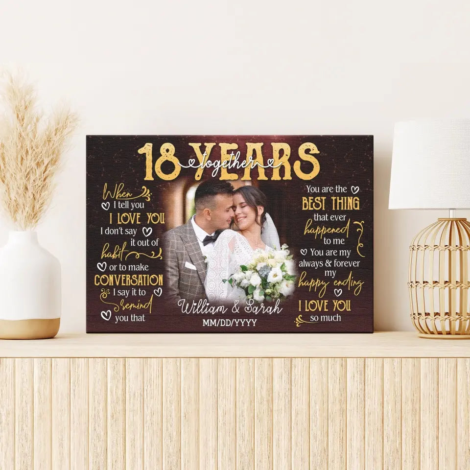 Personalized Photo Canvas Prints, Gifts For Couples, 18th Anniversary Gift For Husband And Wife, 18 Years When I Tell You I Love You Canvas