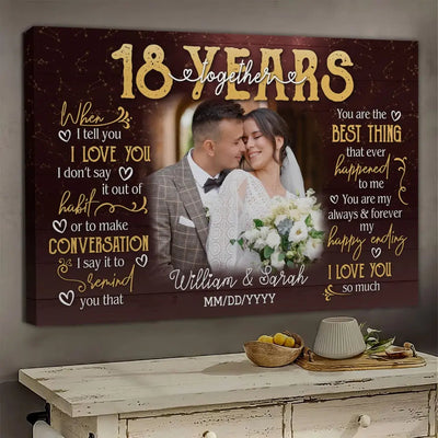 Personalized Photo Canvas Prints, Gifts For Couples, 18th Anniversary Gift For Husband And Wife, 18 Years When I Tell You I Love You Canvas