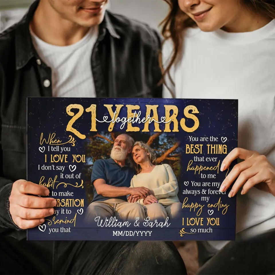 Personalized Photo Canvas Prints, Gifts For Couples, 21st Anniversary Gift For Husband And Wife, 21 Years When I Tell You I Love You Canvas
