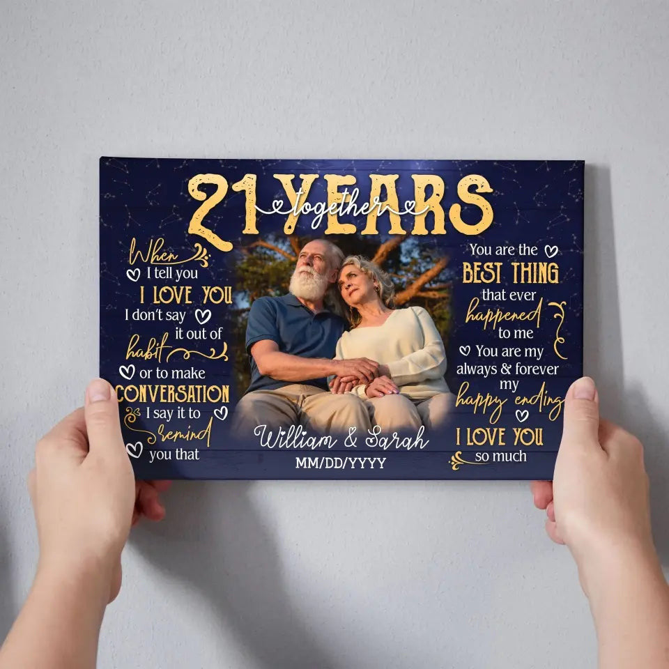 Personalized Photo Canvas Prints, Gifts For Couples, 21st Anniversary Gift For Husband And Wife, 21 Years When I Tell You I Love You Canvas