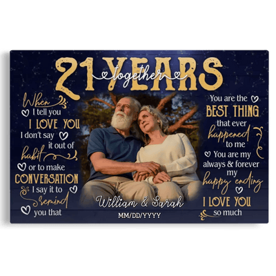 Personalized Photo Canvas Prints, Gifts For Couples, 21st Anniversary Gift For Husband And Wife, 21 Years When I Tell You I Love You Canvas