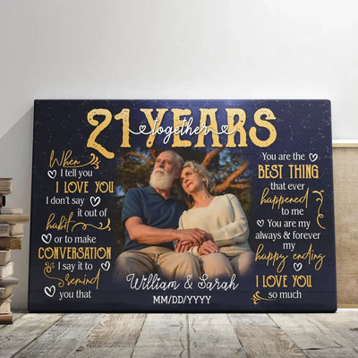 Personalized Photo Canvas Prints, Gifts For Couples, 21st Anniversary Gift For Husband And Wife, 21 Years When I Tell You I Love You Canvas