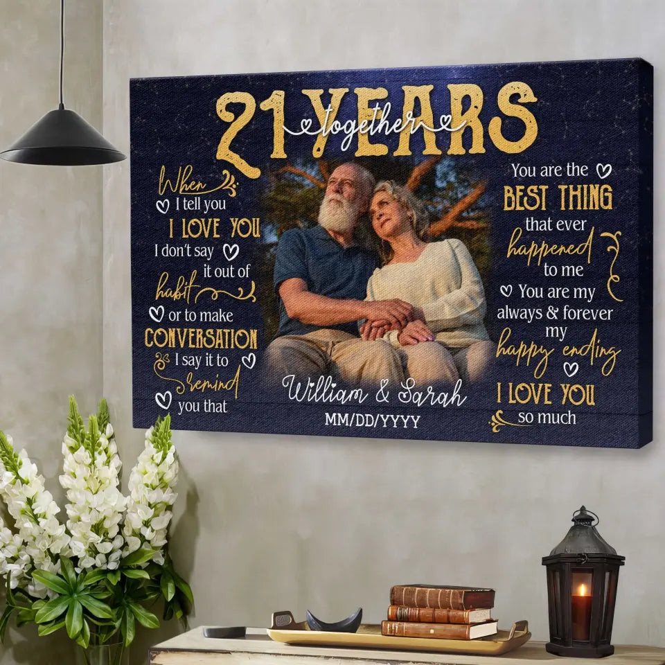 Personalized Photo Canvas Prints, Gifts For Couples, 21st Anniversary Gift For Husband And Wife, 21 Years When I Tell You I Love You Canvas