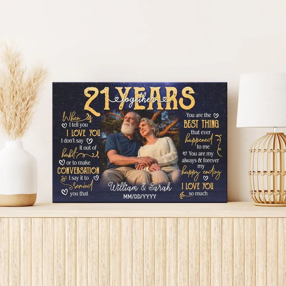 Personalized Photo Canvas Prints, Gifts For Couples, 21st Anniversary Gift For Husband And Wife, 21 Years When I Tell You I Love You Canvas