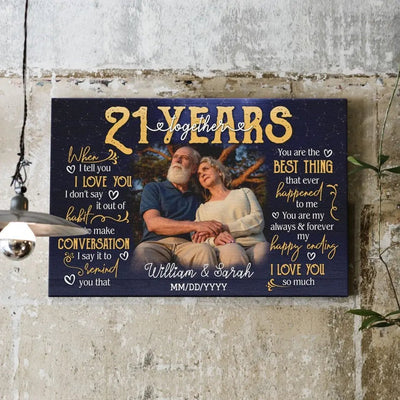 Personalized Photo Canvas Prints, Gifts For Couples, 21st Anniversary Gift For Husband And Wife, 21 Years When I Tell You I Love You Canvas
