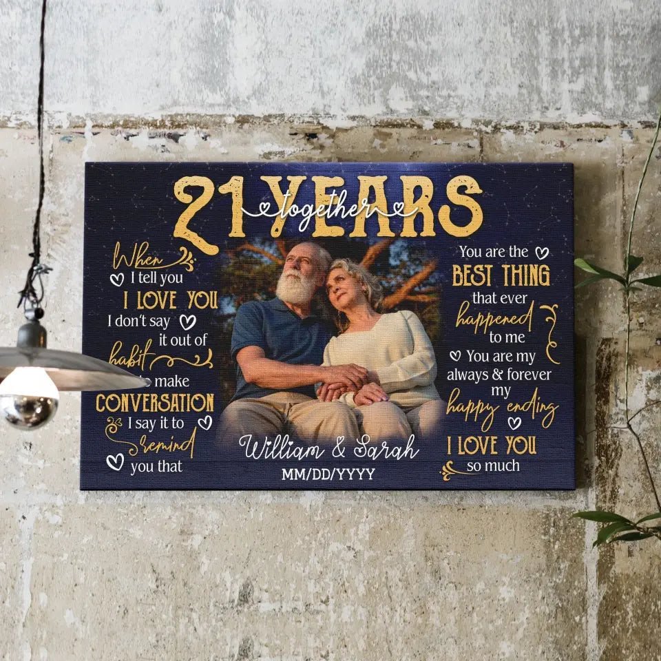 Personalized Photo Canvas Prints, Gifts For Couples, 21st Anniversary Gift For Husband And Wife, 21 Years When I Tell You I Love You Canvas