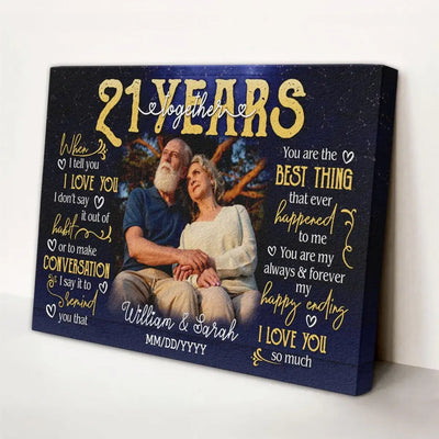 Personalized Photo Canvas Prints, Gifts For Couples, 21st Anniversary Gift For Husband And Wife, 21 Years When I Tell You I Love You Canvas