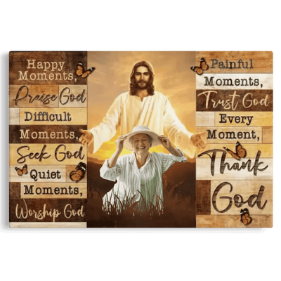 Personalized Canvas Prints, Custom Photo And Name, Family Gifts, Memorial Gift, God Bless, Happy Moments Praise God Canvas