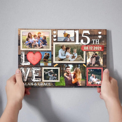 Personalized Canvas Prints, Custom Photo, Gifts For Couples, 15th Anniversary Gifts For Husband And Wife, Love 15th Anniversary Canvas