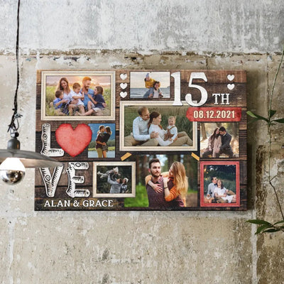 Personalized Canvas Prints, Custom Photo, Gifts For Couples, 15th Anniversary Gifts For Husband And Wife, Love 15th Anniversary Canvas