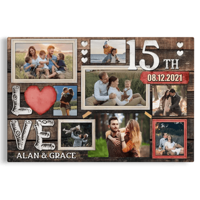 Personalized Canvas Prints, Custom Photo, Gifts For Couples, 15th Anniversary Gifts For Husband And Wife, Love 15th Anniversary Canvas