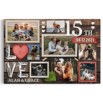 Personalized Canvas Prints, Custom Photo, Gifts For Couples, 15th Anniversary Gifts For Husband And Wife, Love 15th Anniversary Canvas