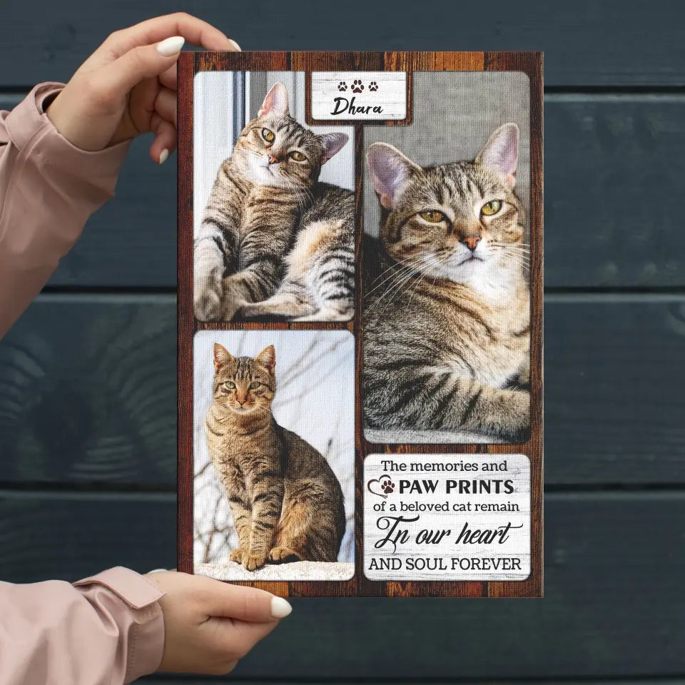 Personalized Canvas Prints Custom Photo, Cat Memorial Gift, Cat Memorial With Photo Collage Cat Loss Gift Custom Pet Portrait Canvas