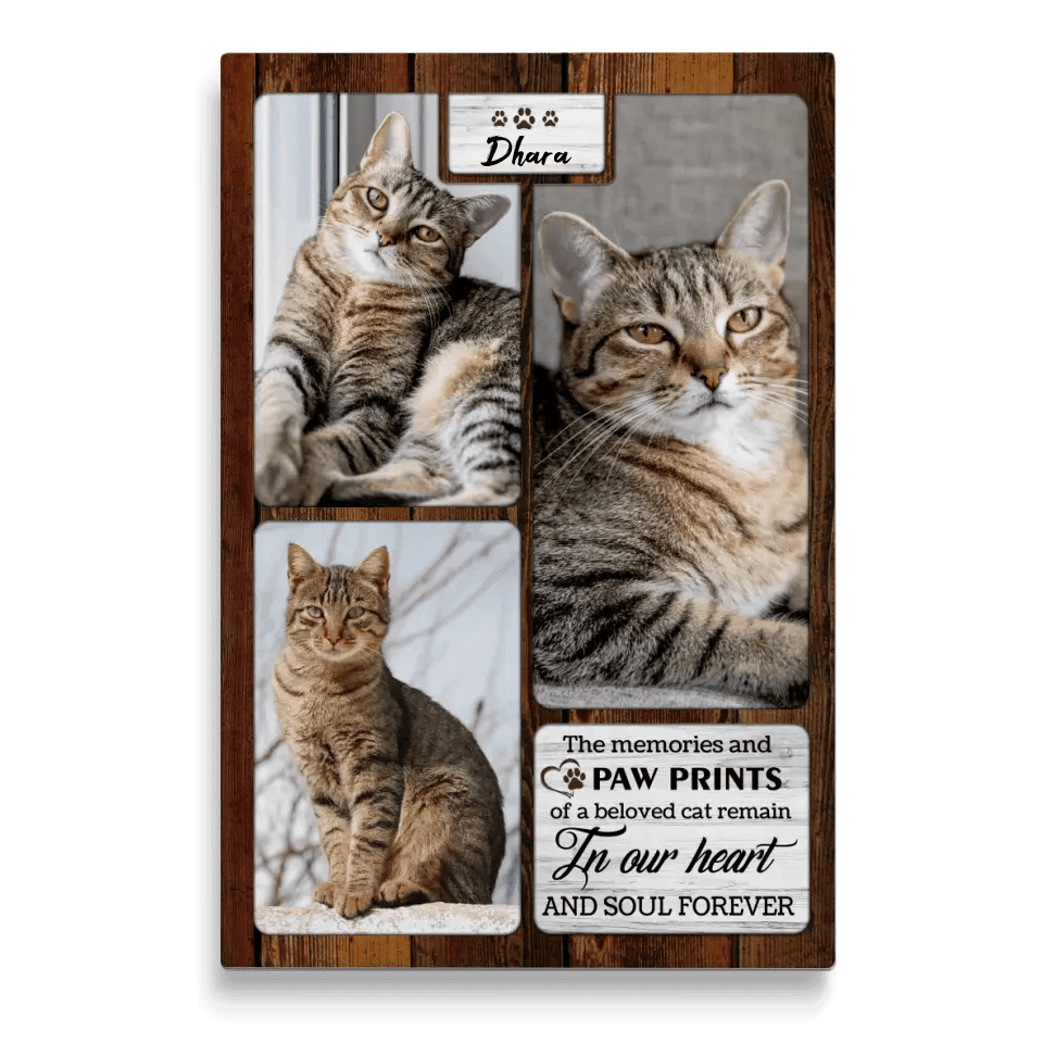 Personalized Canvas Prints Custom Photo, Cat Memorial Gift, Cat Memorial With Photo Collage Cat Loss Gift Custom Pet Portrait Canvas