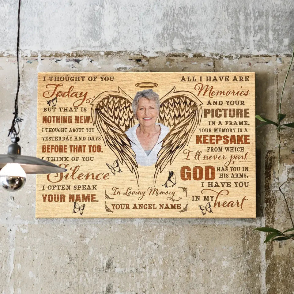 Personalized Canvas Prints, Custom Photo And Name, Loss Of Mom Grandmother, Sympathy Memorial Gifts, God Has You In His Arms Canvas