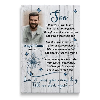 Personalized Canvas Prints, Upload Photo And Name, Memorial Gifts For Loss Of Son, Memorial Gift, Love And Miss You Every Day Canvas