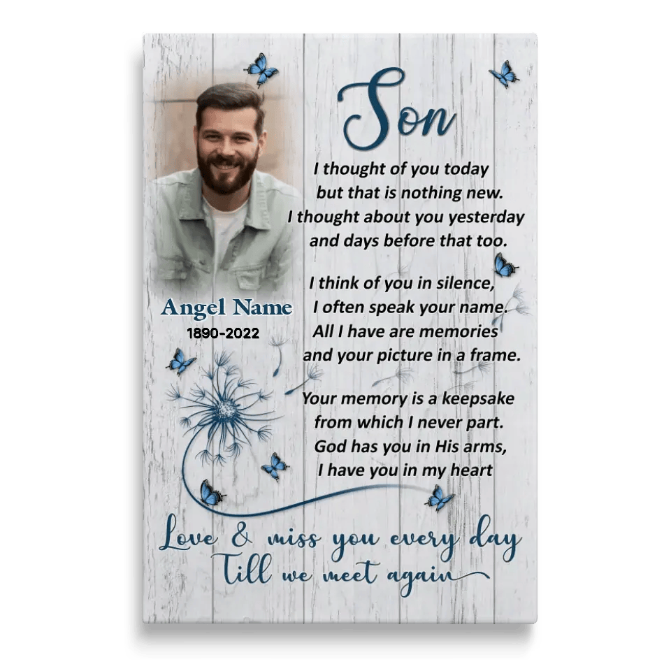 Personalized Canvas Prints, Upload Photo And Name, Memorial Gifts For Loss Of Son, Memorial Gift, Love And Miss You Every Day Canvas