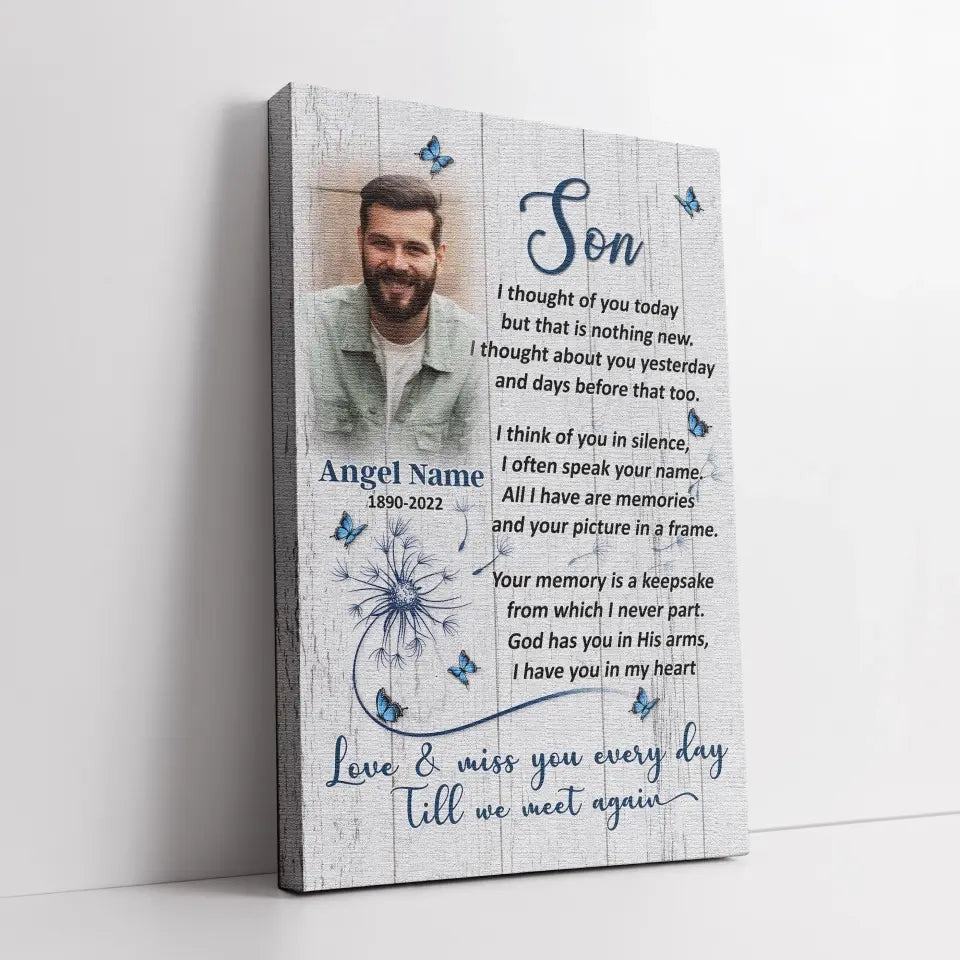 Personalized Canvas Prints, Upload Photo And Name, Memorial Gifts For Loss Of Son, Memorial Gift, Love And Miss You Every Day Canvas
