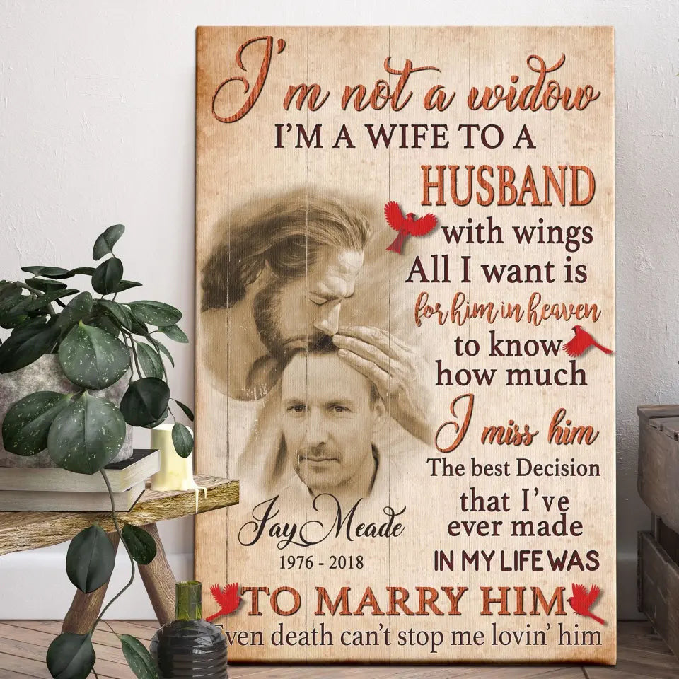 Custom Canvas Memorial Gift For A Wife Loss Husband In The Arms Of Jesus Gift For A Widow Canvas