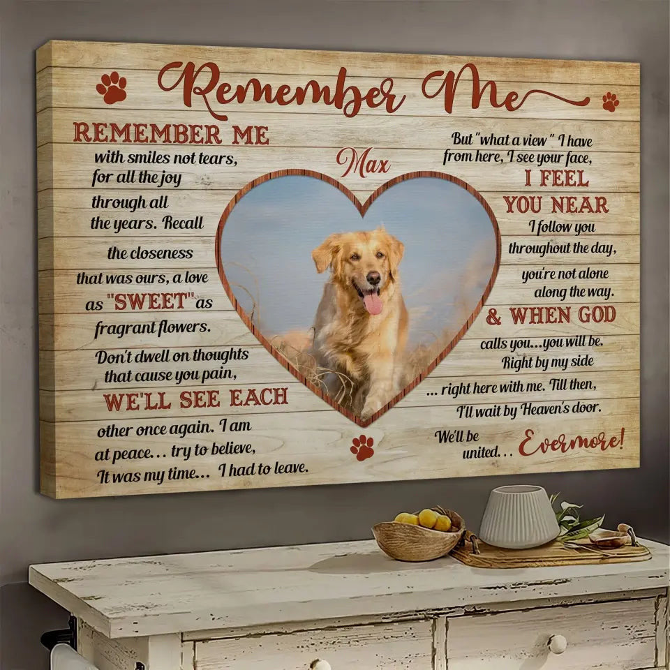 Personalized Canvas Prints, Custom Photo, Sympathy Gifts, Dog Gifts, Memorial Pet Photo Gifts, Remember Me Canvas