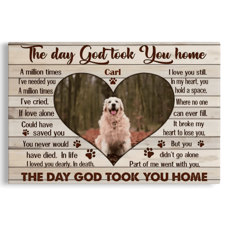 Personalized Canvas Prints, Custom Photo, Sympathy Gifts, Dog Gifts, Memorial Pet Photo Gifts, The Day God Took You Home Canvas