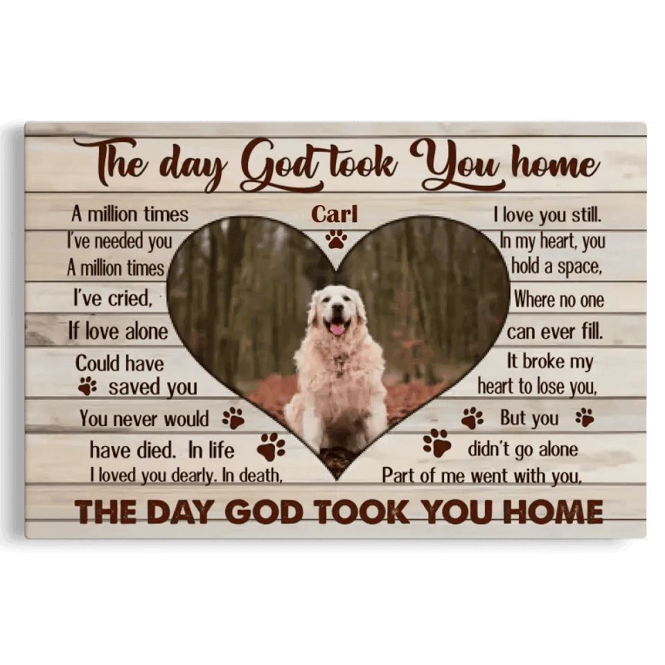 Personalized Canvas Prints, Custom Photo, Sympathy Gifts, Dog Gifts, Memorial Pet Photo Gifts, The Day God Took You Home Canvas