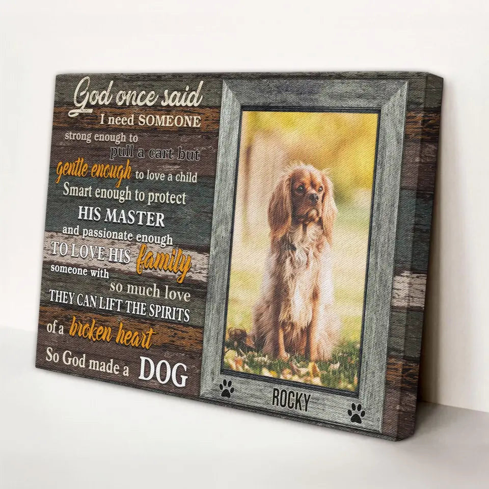 Personalized Memorial Pet Photo Gifts God Made You A Dog Framed Wall Art Canvas