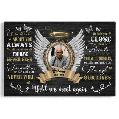Personalized Canvas Prints, Custom Photo, Sympathy Gifts, Memorial Gifts, Angel Wings Until We Meet Again Canvas