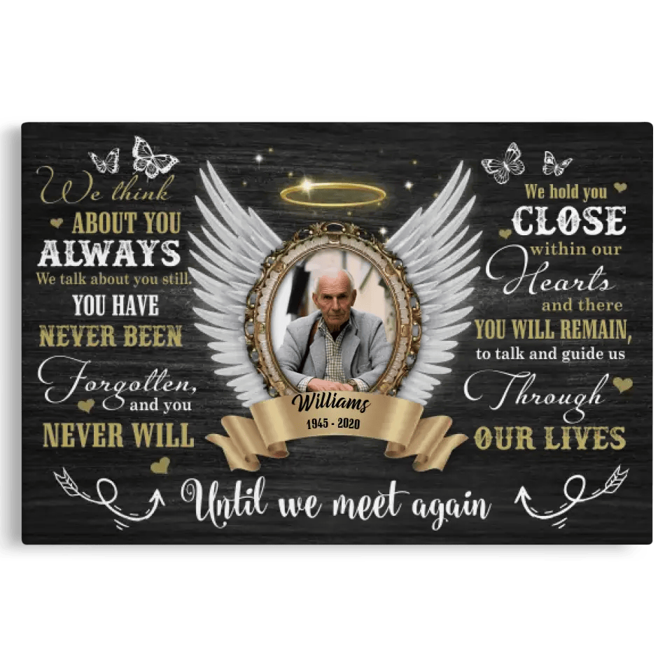 Personalized Canvas Prints, Custom Photo, Sympathy Gifts, Memorial Gifts, Angel Wings Until We Meet Again Canvas