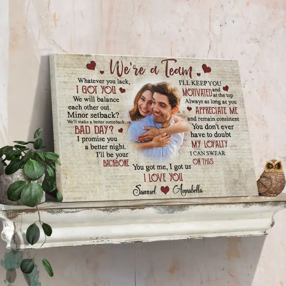 Personalized Canvas Prints, Custom Photos, Couple Gifts, Wedding Gifts, Best Gift For Couple, We’re A Team Canvas